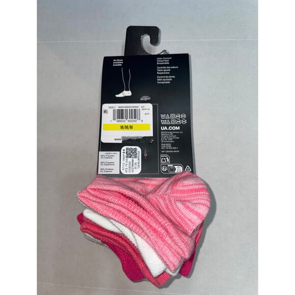 UNDER ARMOUR WOMENS 6 PAIR PINKs LIGHTWEIGHT NO SHOW SOCKS NEW - Picture 4 of 6